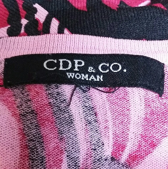CDP & CO. Knit Top Pink Black Swirls with Sequins - Picture 4 of 4
